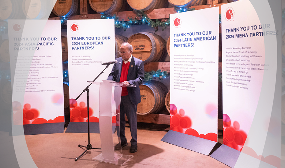 ASH President Mohandas Narla  giving a speech