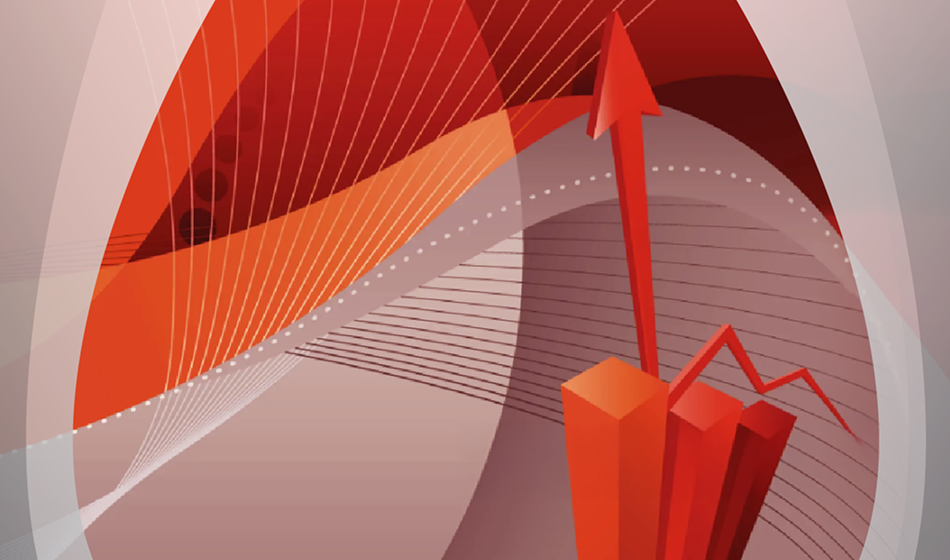 A  graphic with a arrow showing financial growth