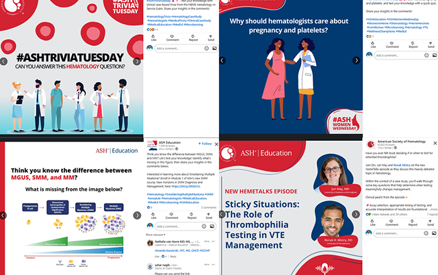 A collage of ASH Education Social Media Content