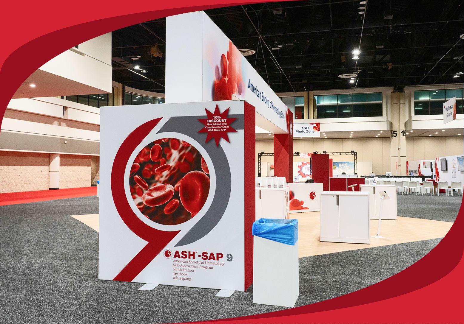 A sign featuring the SAP 9 cover at the ASH annual meeting