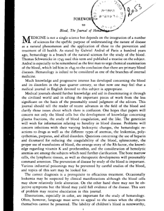 Forward in the first issue of Blood