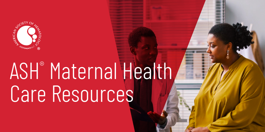 A graphic featuring ASH Maternal Health care Resources Wordmark