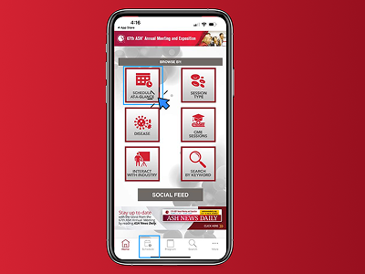 Screenshot smartphone selecting the schedule tab