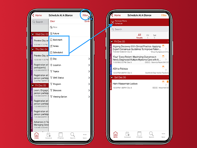 Screenshot smartphone selecting the filtered bookmark list