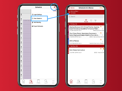 Screenshot smartphone selecting view sessions