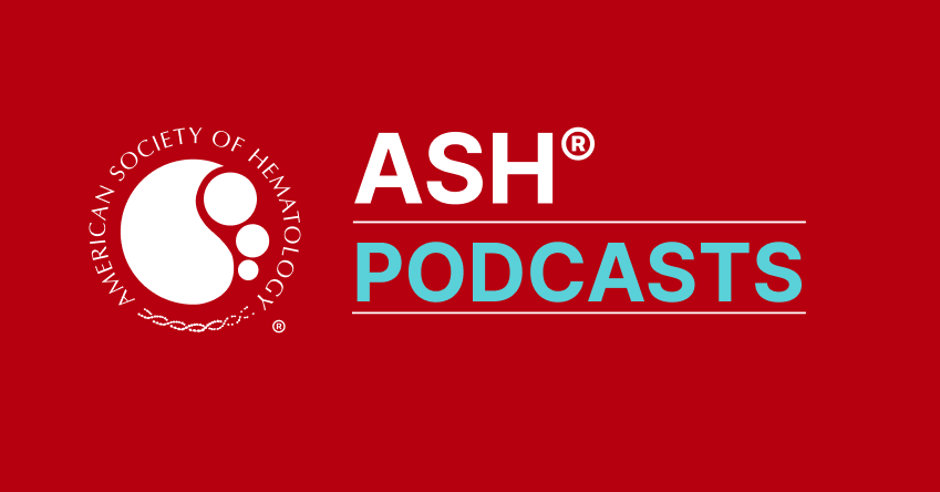 A graphic showing the ASH logo and ASH podcasts