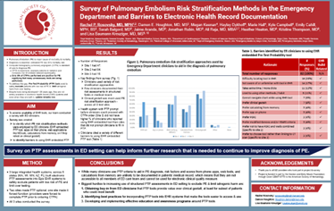 Survey of Pulmonary Embolism Risk Stratification Methods in the ED & Barriers to Electronic Health Record Documentation