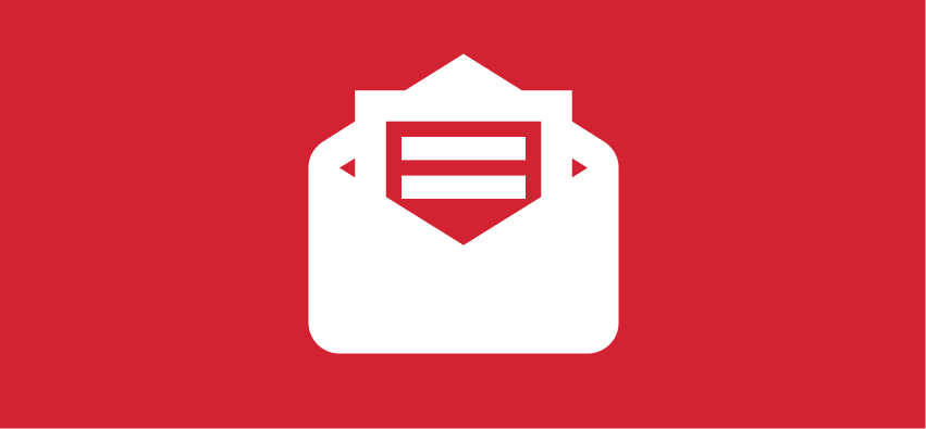 A graphic with envelope icon representing sign up